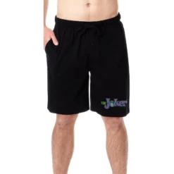 DC Comics Mens' The Joker Classic Title Name Script Sleep Pajama Shorts Black -Sleepwear Sales Store GUEST e34497cd 75e7 4447 aa44 a5210f96f5bb