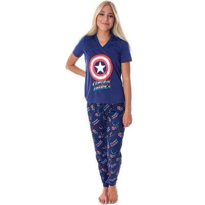Marvel Comics Women's Captain America Shirt And Jogger Pants Pajama Set 4 Marvel Comics Women's Captain America Shirt And Jogger Pants Pajama Set - Image 4
