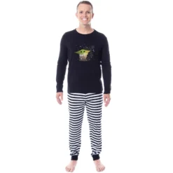 Star Wars The Mandalorian And The Child Baby Yoda Adult Unisex Pajama Set Black