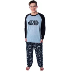 Star Wars Men's Pajamas Classic Logo Raglan Shirt And Pants Pajama Set Black -Sleepwear Sales Store GUEST e65e4e62 b114 495f ba46 35a3a9be40b9