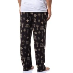 The Lord Of The Rings Mens' Tossed Print Movie Film Title Logo Pajama Pants Black -Sleepwear Sales Store GUEST ea074760 ad93 4e18 ba55 228c1a1d0ef8