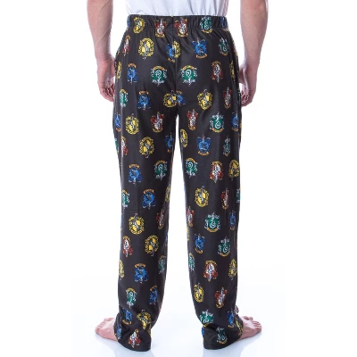 Harry Potter Adult Men's Hogwarts 4 House Crests Loungewear Pajama Pants Black 3 Harry Potter Adult Men's Hogwarts 4 House Crests Loungewear Pajama Pants Black - Image 3
