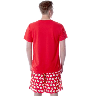 DC Comics Mens' The Flash Logo Short Sleeve Shirt Pajama Short Set Red 3 DC Comics Mens' The Flash Logo Short Sleeve Shirt Pajama Short Set Red - Image 3