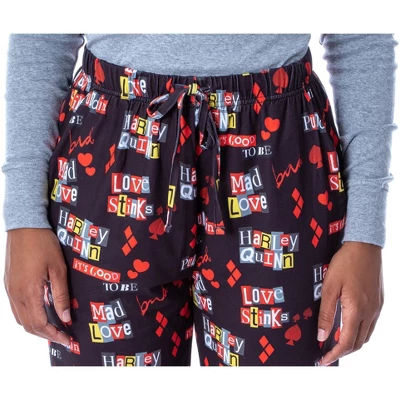 DC Comics Women's Harley Quinn Love Stinks Loungewear Pajama Pants Black 2 DC Comics Women's Harley Quinn Love Stinks Loungewear Pajama Pants Black - Image 2