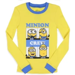 Despicable Me Boys' Minions Crew Bob Stuart Phil Kevin Sleep Pajama Set Yellow