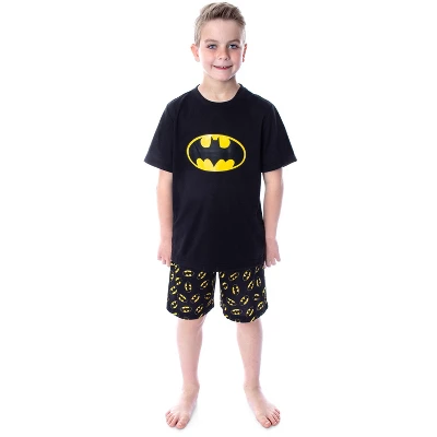 DC Comics Big Boys' Batman Logo Short Sleeve Shirt Pajama Short Set Black 4 DC Comics Big Boys' Batman Logo Short Sleeve Shirt Pajama Short Set Black - Image 4