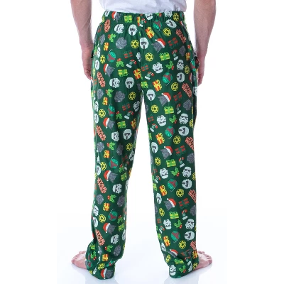 Star Wars Mens' Holly Jolly Helmet Toss Print Lounge Pajama Pants Green 3 Star Wars Mens' Holly Jolly Helmet Toss Print Lounge Pajama Pants Green - Image 3