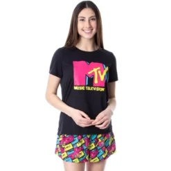 MTV Womens' Music Television Neon Cassette Tape Sleep Pajama Set Short Multicolored -Sleepwear Sales Store GUEST f8586240 f0ef 4005 8d64 7b8c2c5ebd6e