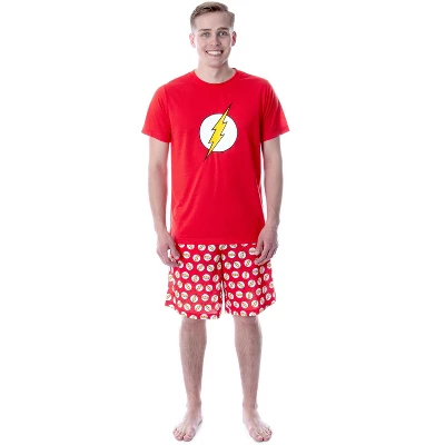 DC Comics Mens' The Flash Logo Short Sleeve Shirt Pajama Short Set Red 5 DC Comics Mens' The Flash Logo Short Sleeve Shirt Pajama Short Set Red - Image 5