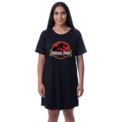 Jurassic Park Womens' Dinosaur Film Logo Nightgown Sleep Pajama Shirt Black -Sleepwear Sales Store GUEST fc393927 3df2 4a2e a96e 49276ee5959d