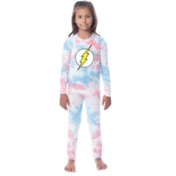 DC Comics Kids' The Flash Girls Boys 2 Piece Tight Fit Youth Pajama Set Multicolored
