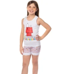 Peanuts Girls' Snoopy Happiness Is Sleeping In Pajama Set Tank Top Shorts Grey -Sleepwear Sales Store GUEST fea04d2c 7f02 4548 a31b 5620ff09ec1b