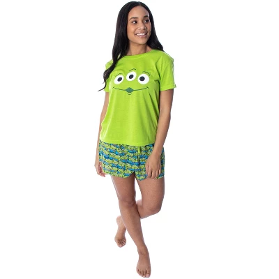 Disney Women's Toy Story Pizza Planet Aliens Shirt And Shorts Pajama Set Lime Green 1 Disney Women's Toy Story Pizza Planet Aliens Shirt And Shorts Pajama Set Lime Green